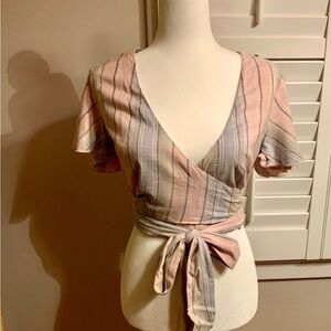 NWT Show Me Your MuMu Wilson Striped Wrap Blouse